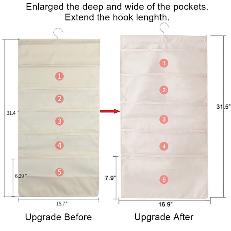 Bseash Enlarged Closet Hanging Bra Organizer with Rotating Metal Hanger, Dual Sided Wall Shelf Wardrobe Mesh Pockets Hanging Storage Bag for Bra Socks Underwear Underpants - Image 3